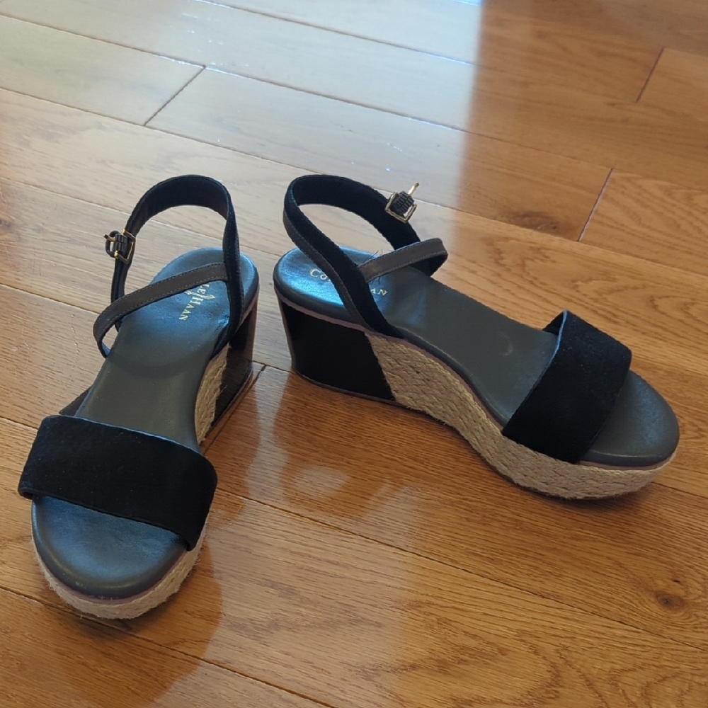 Cole Hann Women's Black Wedge Sandals